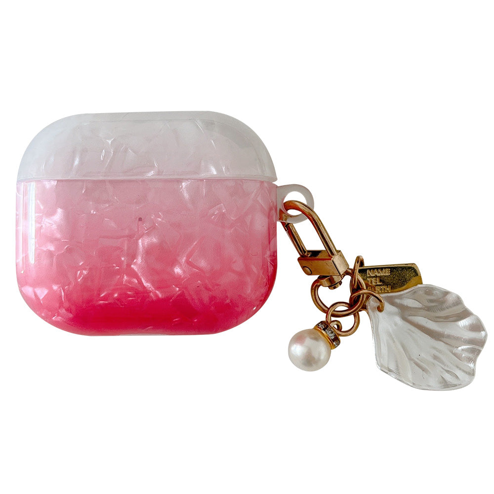 Uniqkart for AirPods Pro 2 Gradient Shell Grain TPU Case Shockproof Earphone Cover with Shell Shape Pendant - Pink Uniqkart for AirPods Pro 2 Gradient Shell Grain TPU Case Shockproof Earphone Cover with Shell Shape Pendant - Pink